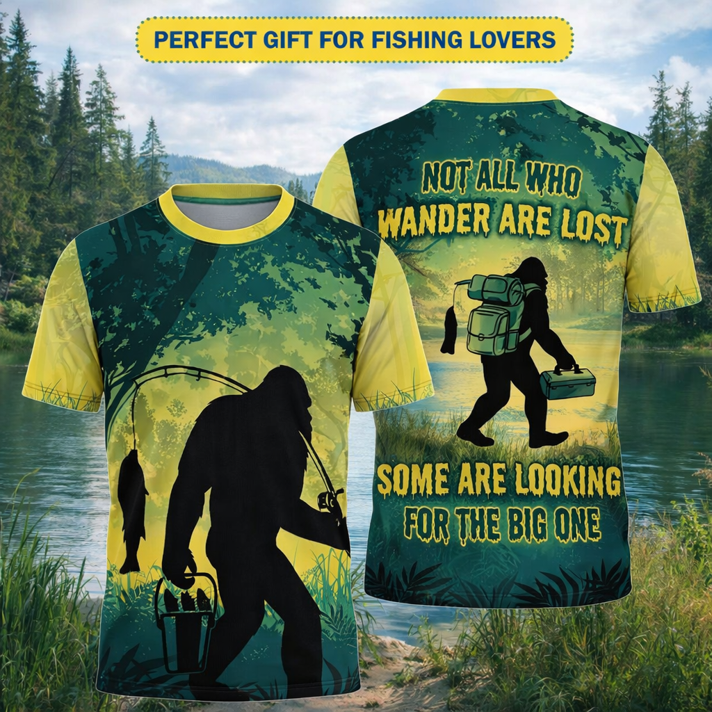 Bigfoot Fishing All Over Print Shirt