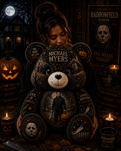 Michael Myers Bear Custom Shaped Pillow – Halloween 1978 Horror Gift for Movie Fans