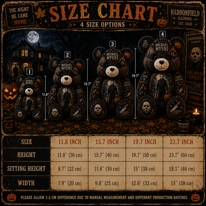 Michael Myers Bear Custom Shaped Pillow – Halloween 1978 Horror Gift for Movie Fans