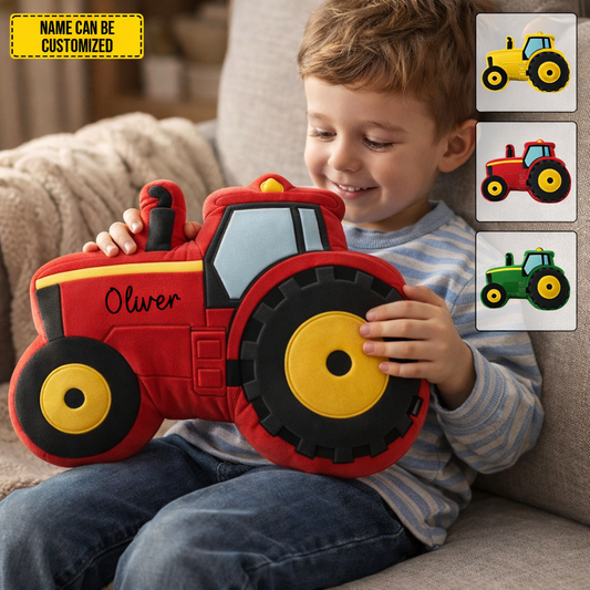 Personalized Cozy Tractor Shaped Pillow