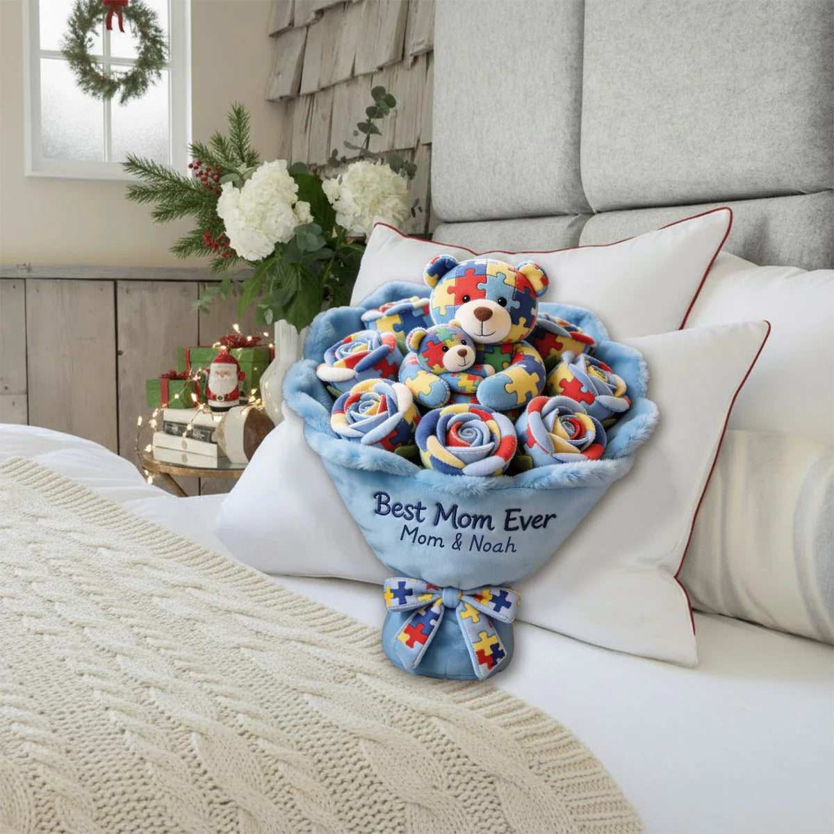 Strong Mama - Personalized Autism Awareness Shaped Pillow