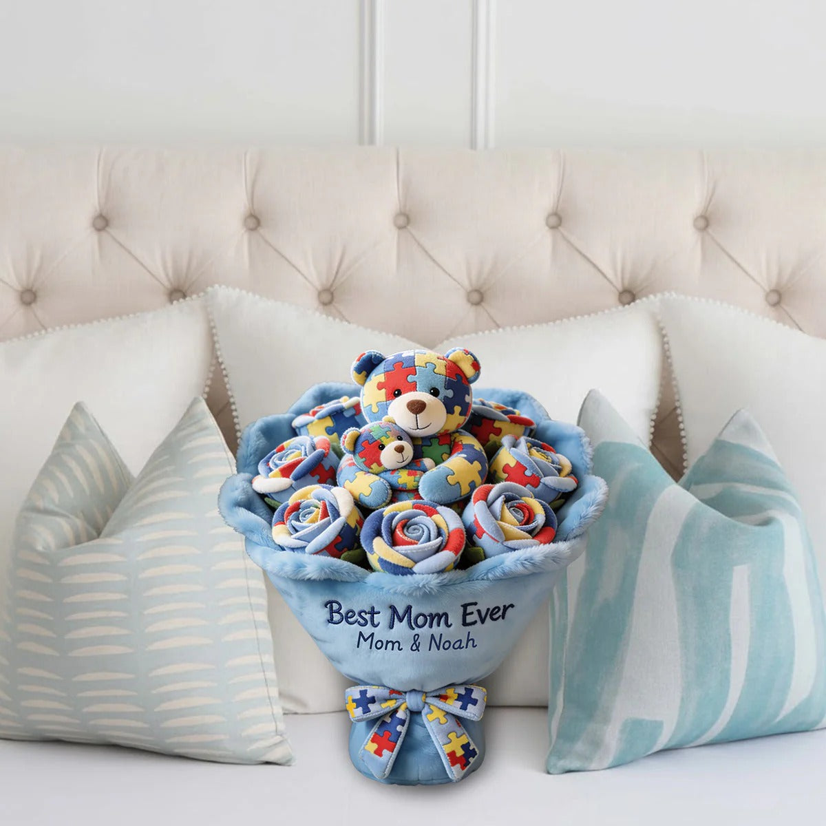 Strong Mama - Personalized Autism Awareness Shaped Pillow