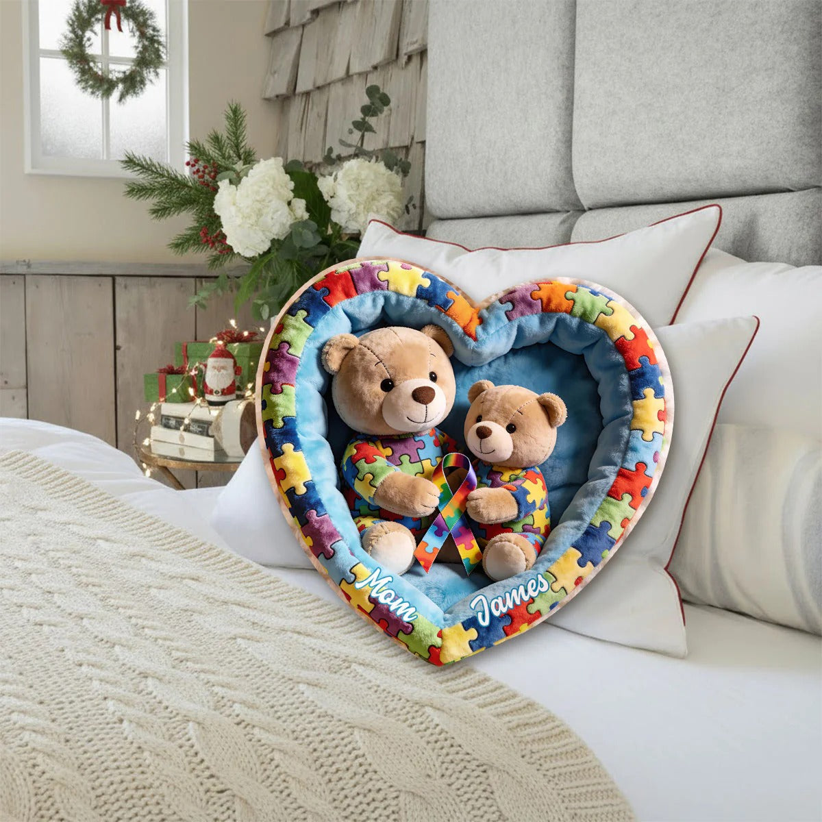 Strong Mama - Personalized Autism Awareness Shaped Pillow