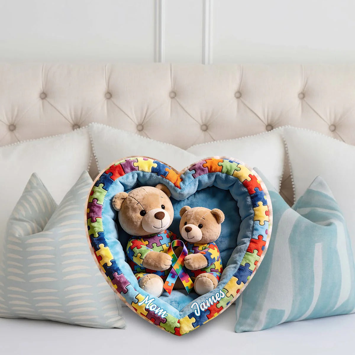 Strong Mama - Personalized Autism Awareness Shaped Pillow