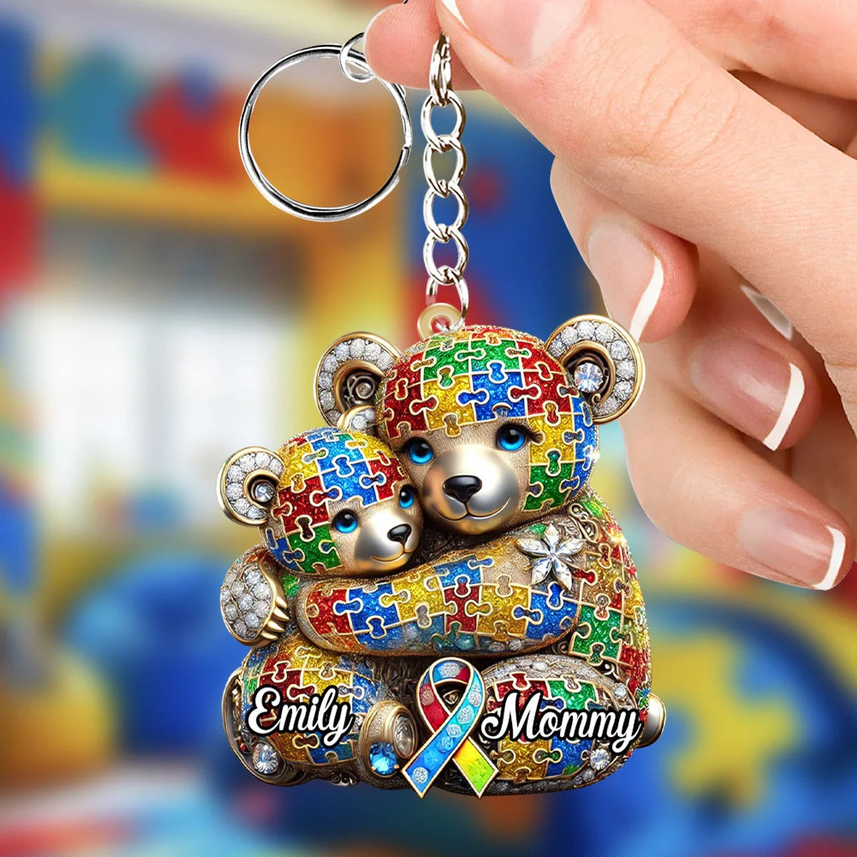 Mama Autism - Personalized Autism Awareness Keychain