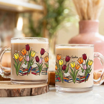Tulip & Book - Personalized Book Glass Mug
