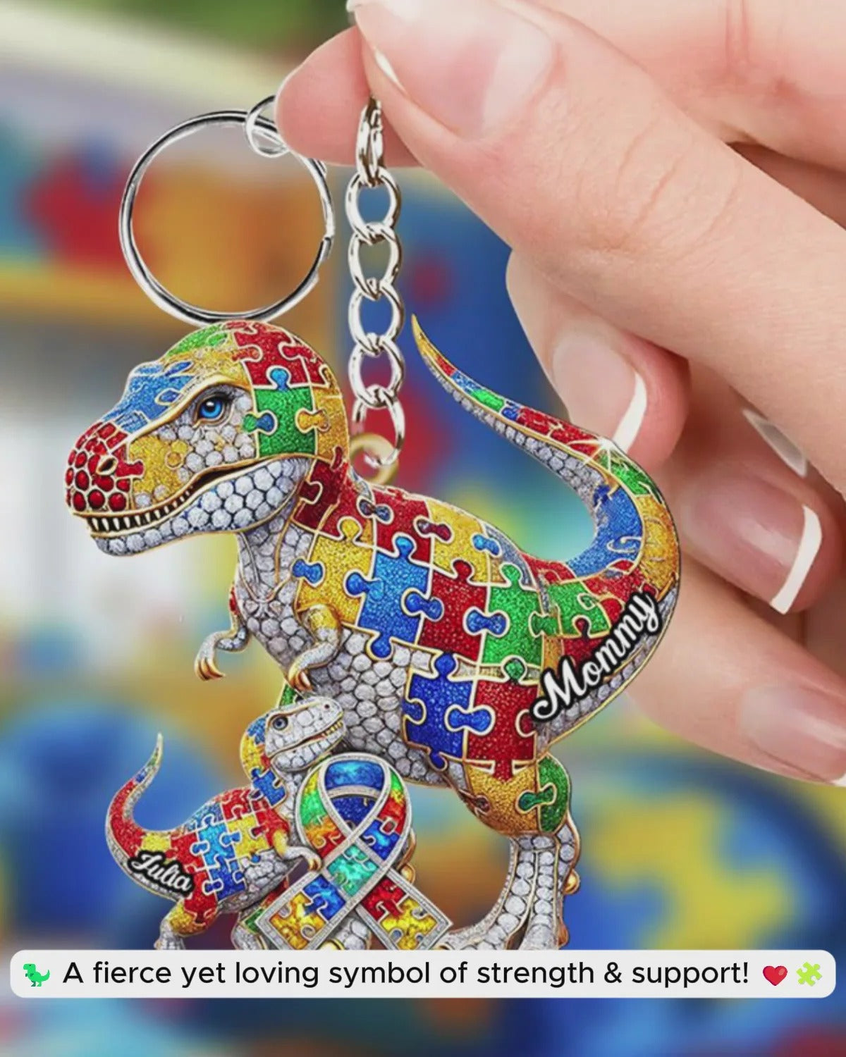 Mama Autism - Personalized Autism Awareness Keychain