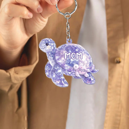 Together As One Turtle Family - Personalized Acrylic Car Ornament, Gift For Family, Turtle Family Car Hanger