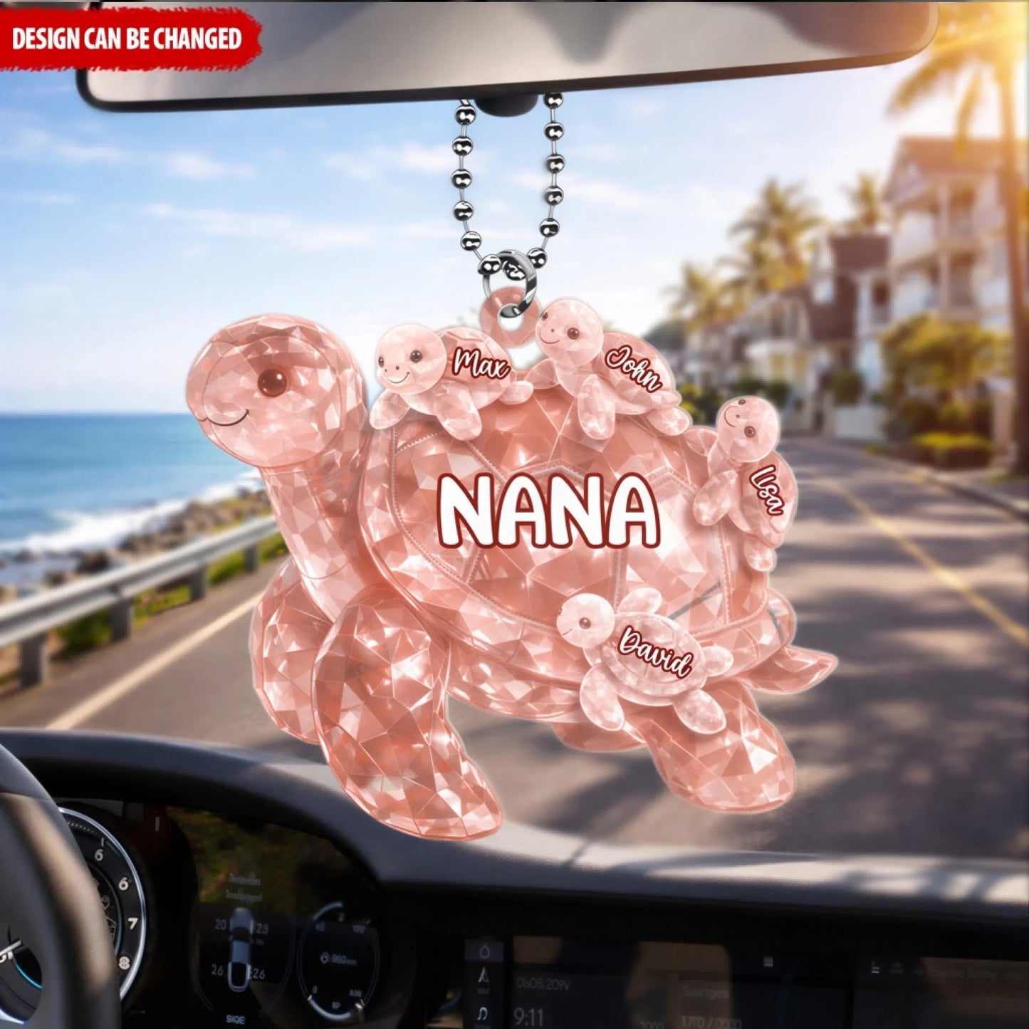 Together As One Turtle Family - Personalized Acrylic Car Ornament, Gift For Family, Turtle Family Car Hanger