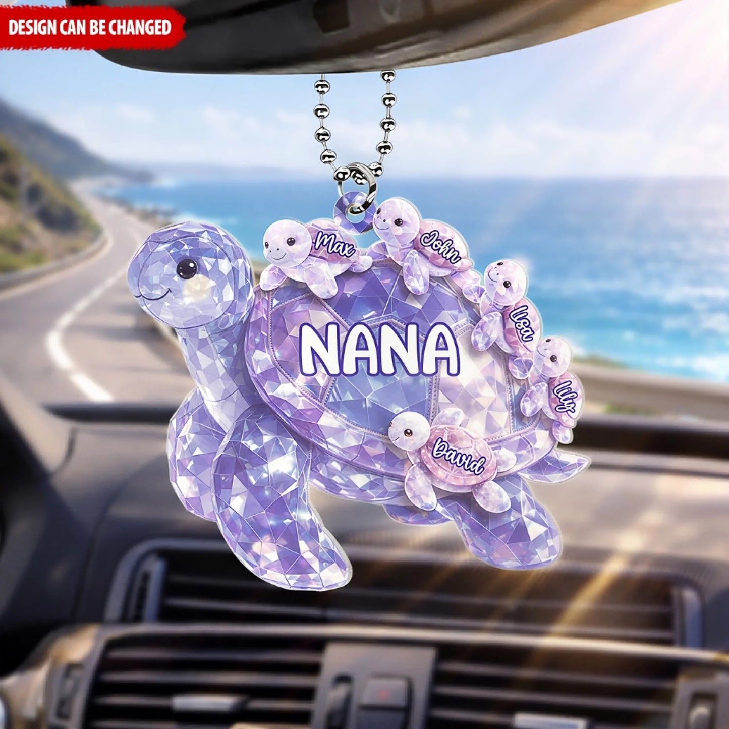 Together As One Turtle Family - Personalized Acrylic Car Ornament, Gift For Family, Turtle Family Car Hanger