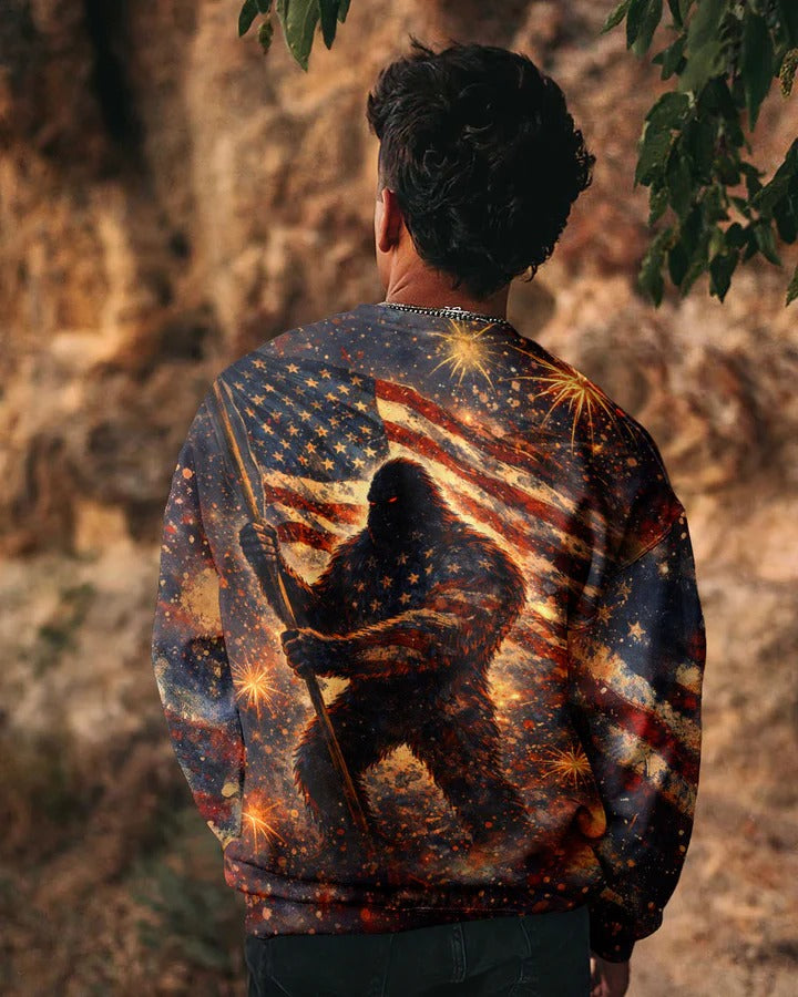 BIGFOOT STARS AND STRIPES GRUNGE ART ALL OVER PRINT