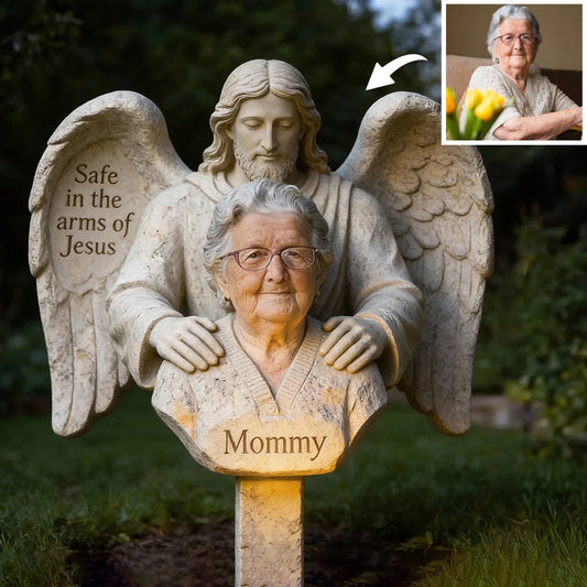 Safe In The Arms Of Jesus - Personalized Memorial Acrylic Garden Sign