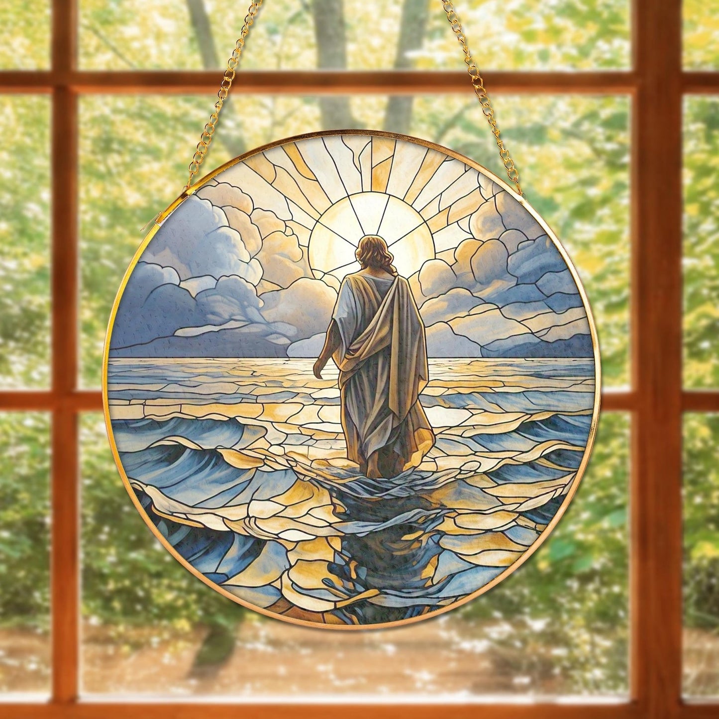 Jesus Christ Suncatcher, Christian Stained Glass