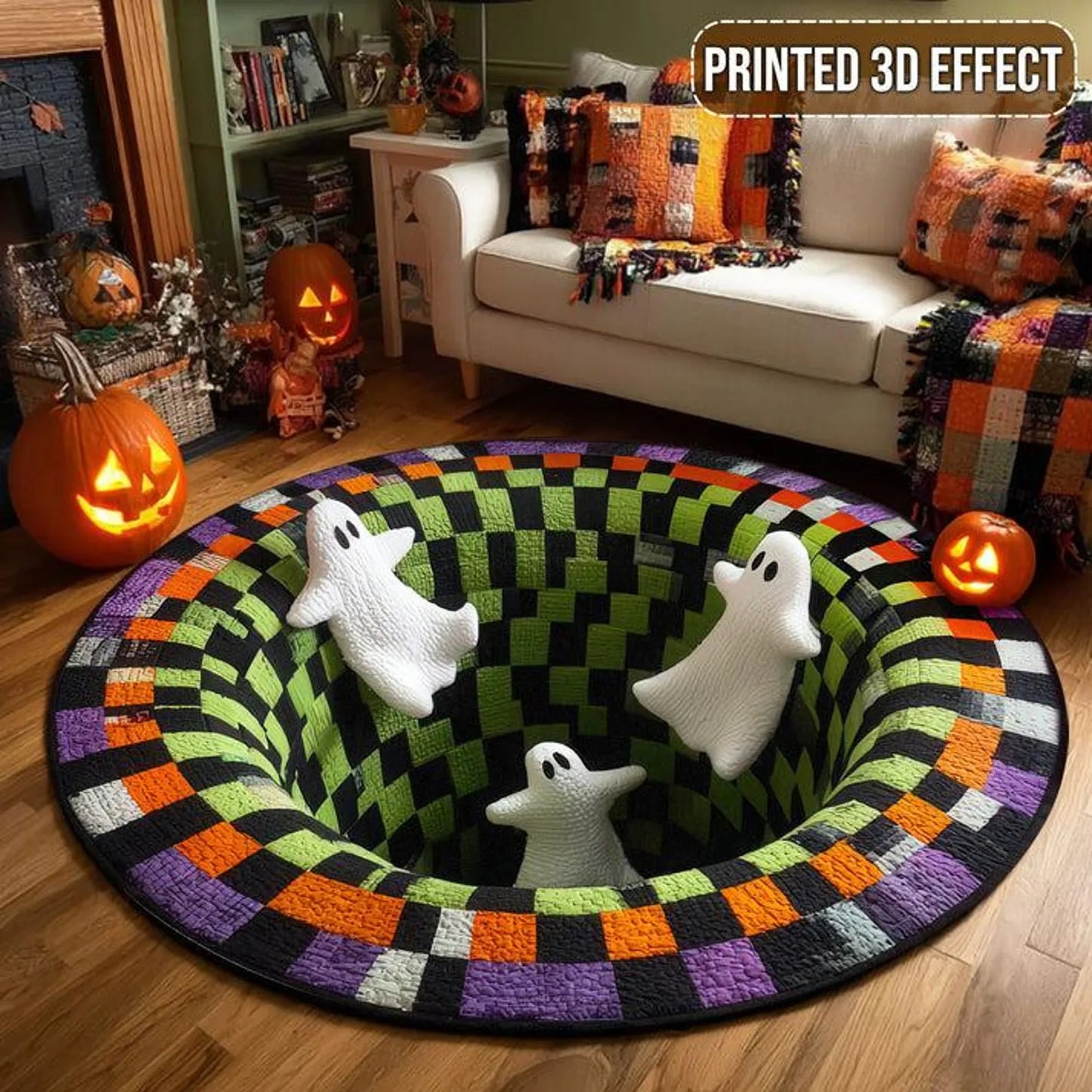 Halloween Ghost Welcome Quilted Round Mat
