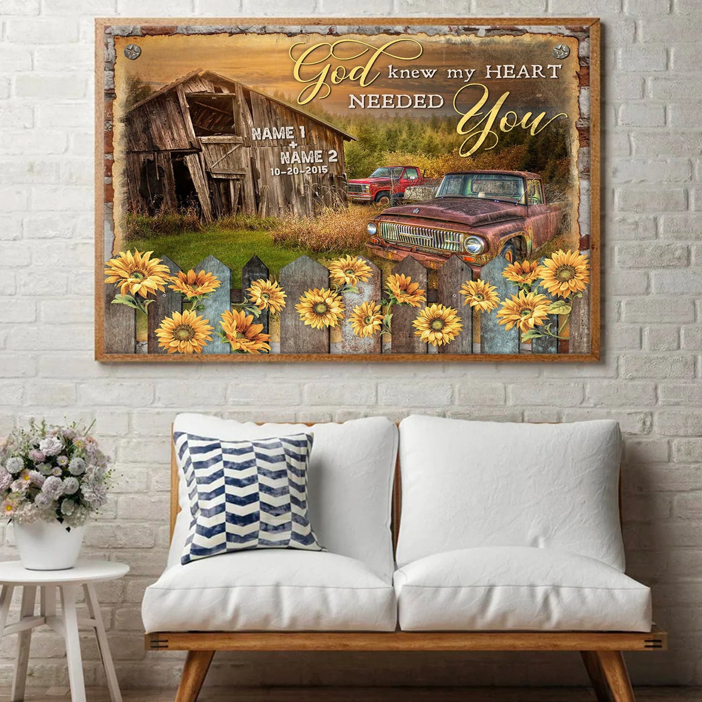 God Knew My Heart Needes You - Personalized Couple Canvas And Poster
