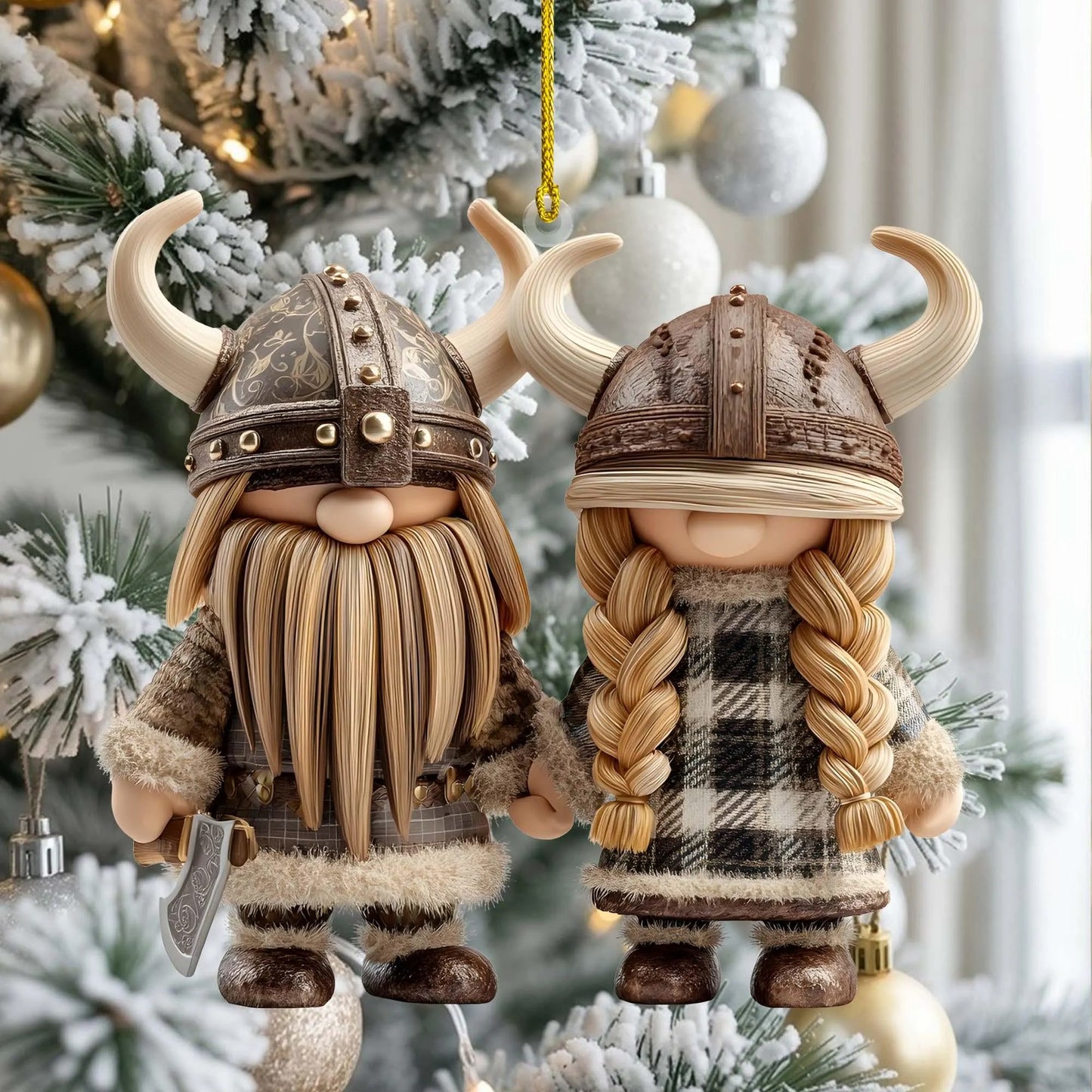 Personalized Couple Name Viking Gnome Ornament