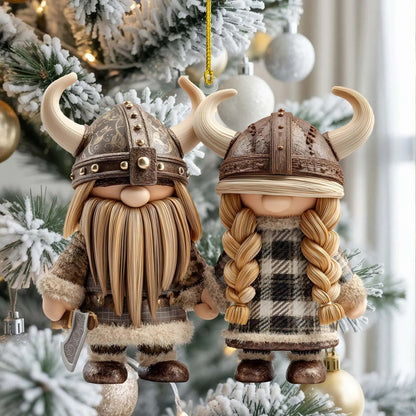 Personalized Couple Name Viking Gnome Ornament