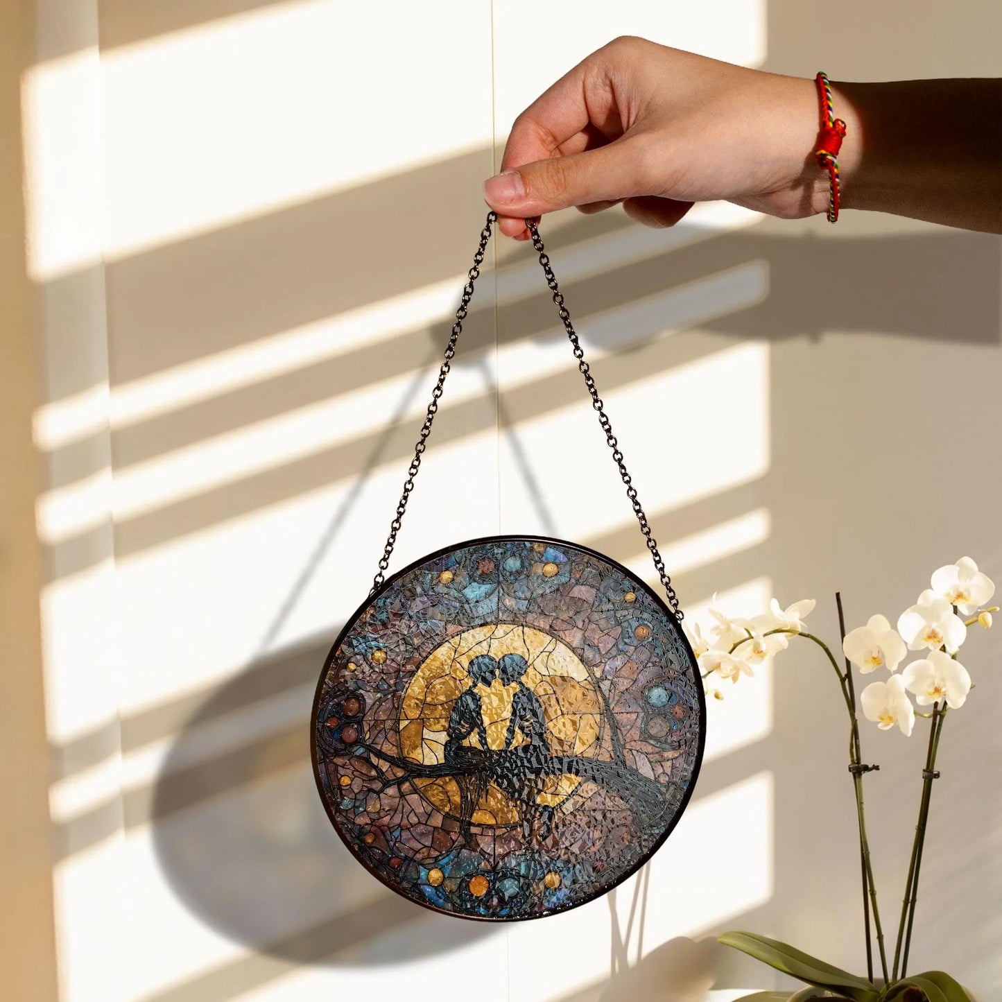 Gothic Couple Stained Glass Suncatcher, Hanging Decor