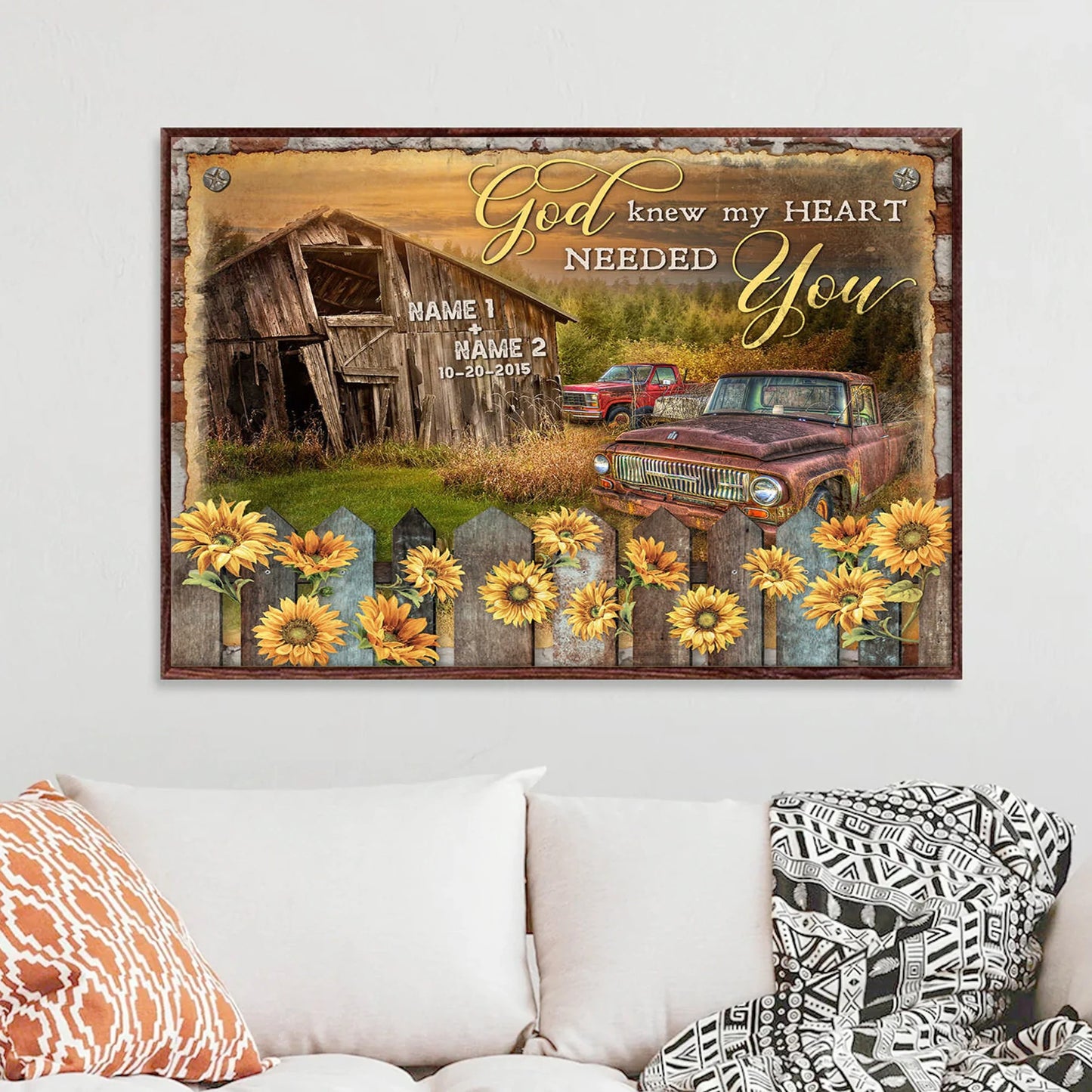 God Knew My Heart Needes You - Personalized Couple Canvas And Poster
