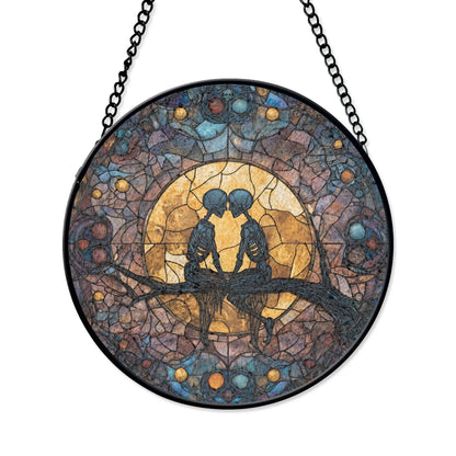 Gothic Couple Stained Glass Suncatcher, Hanging Decor