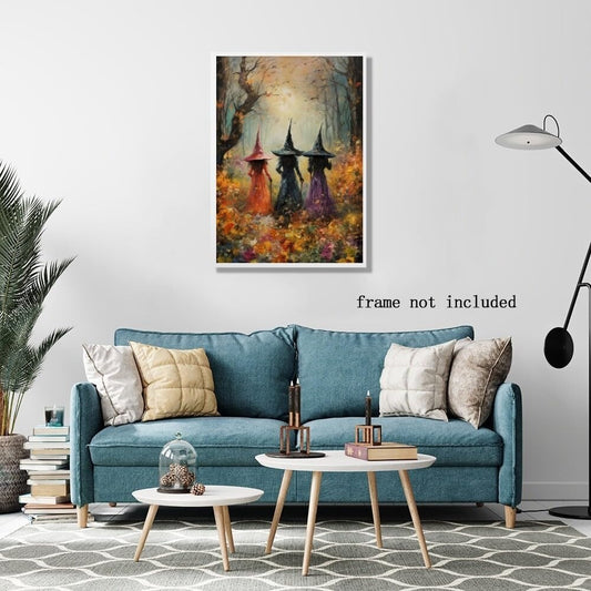 Witch Canvas, Witch Halloween Poster, Wall Decor