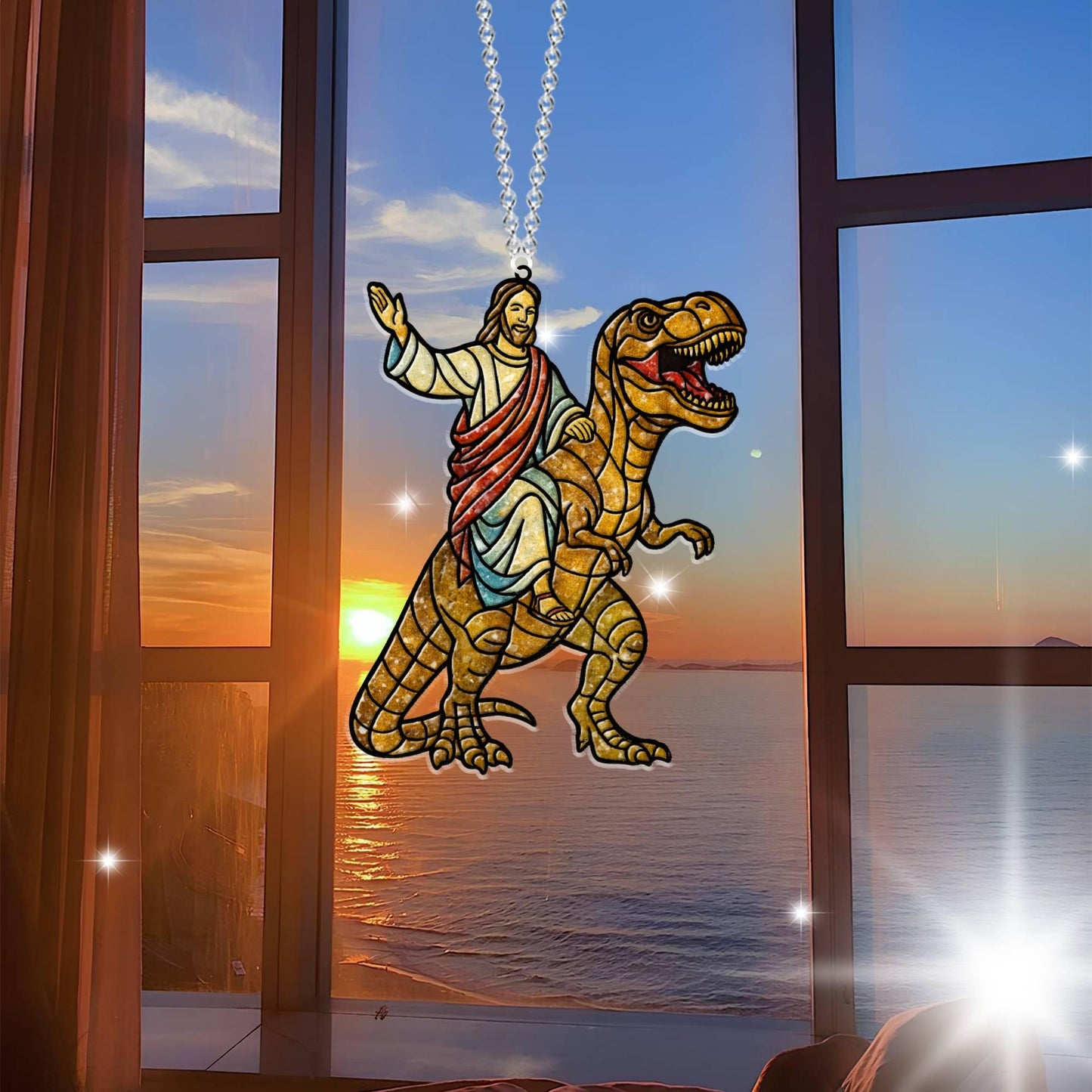 Funny Jesus Suncatcher, Christian Acrylic Suncatcher Window