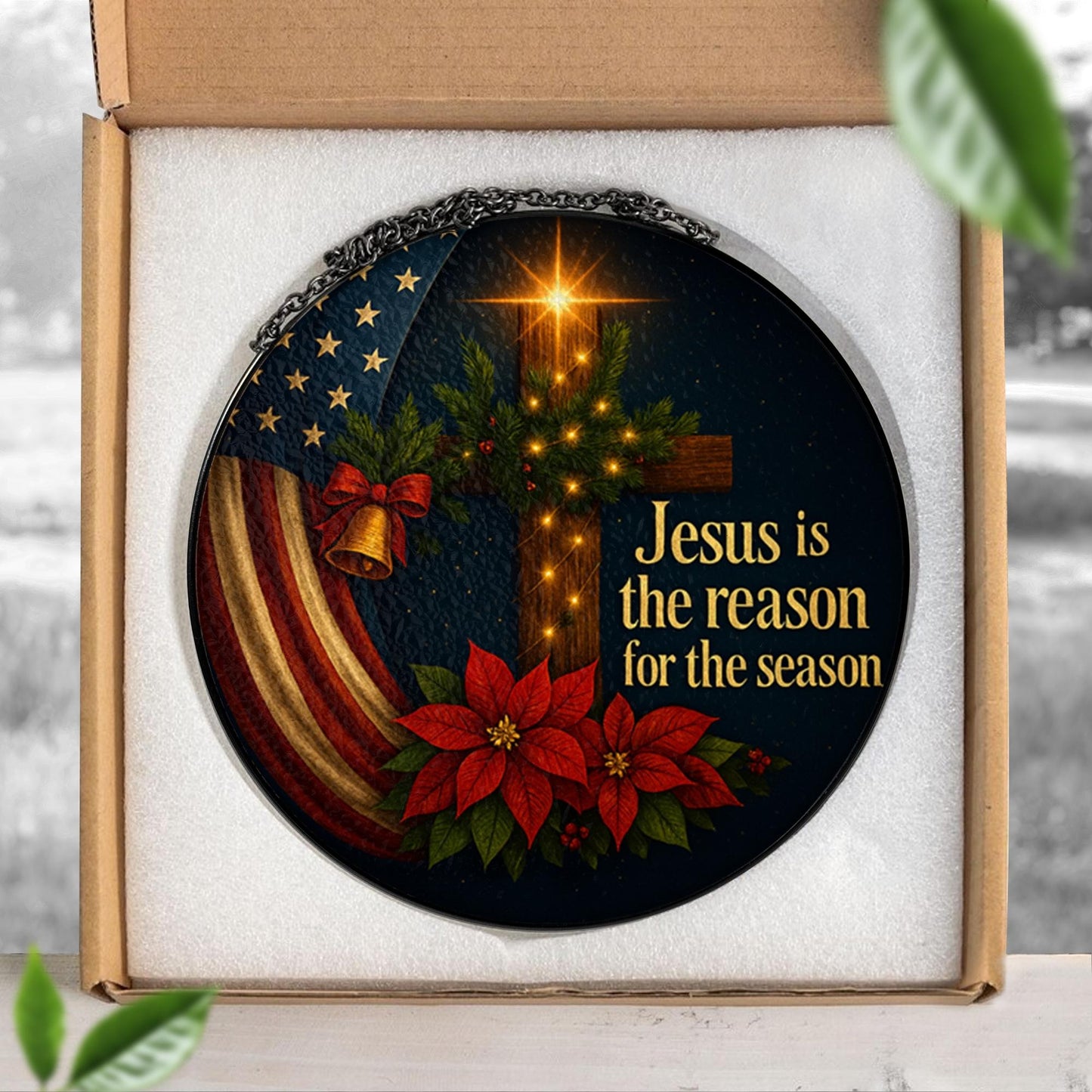 Jesus is the Reason Stained Glass Suncatcher - Christian Christmas Decor