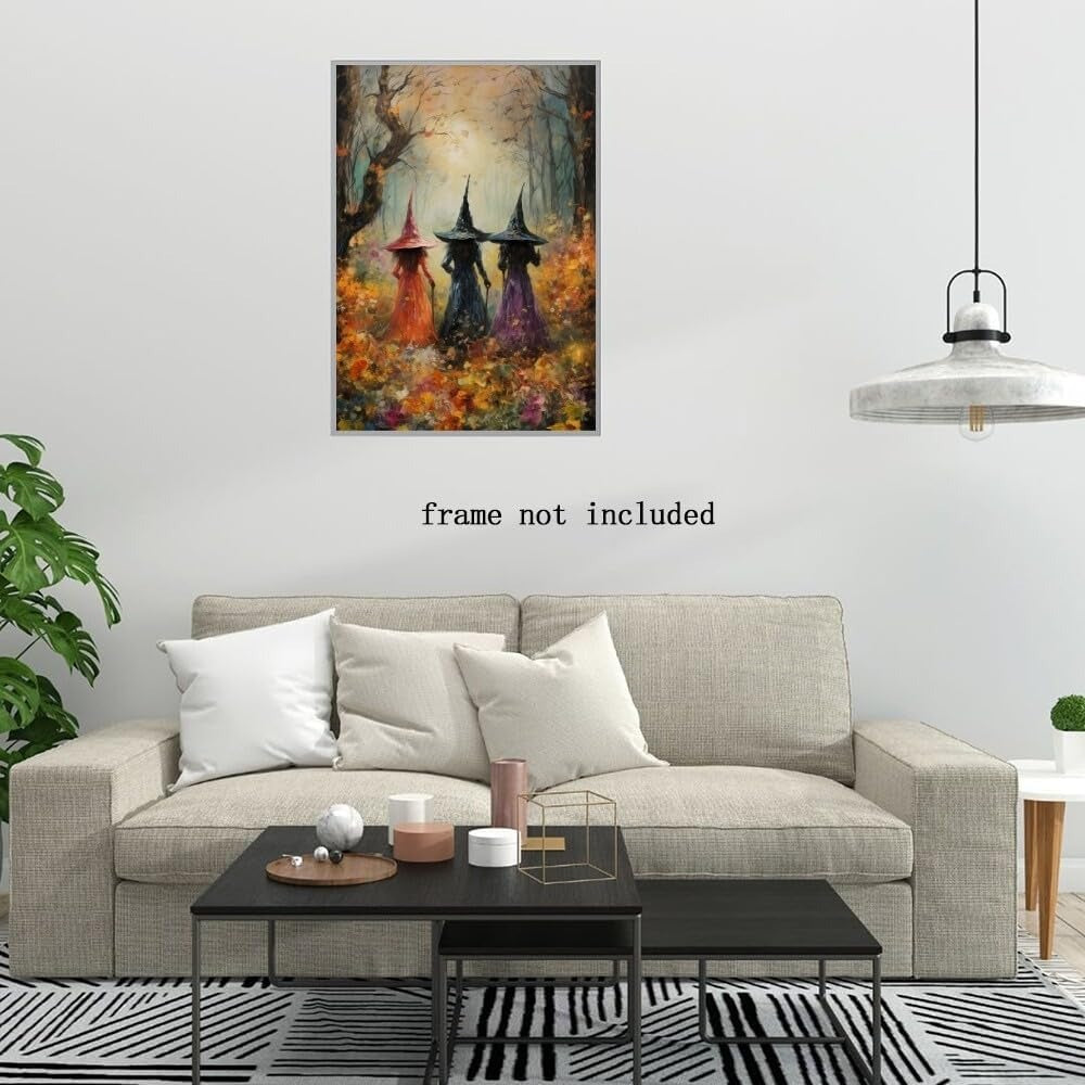 Witch Canvas, Witch Halloween Poster, Wall Decor