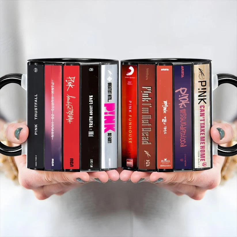 P!nk Albums Cassette Collection Retro Accent Mug