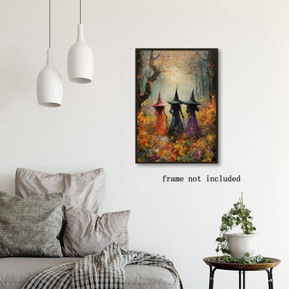 Witch Canvas, Witch Halloween Poster, Wall Decor