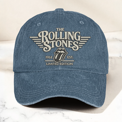 The Rolling Stones Tongue Logo Est 1962 Denim Cap – Retro Vintage Dad Cap Gift For Dad