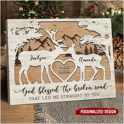 God Blessed the Broken Road - Personalized Couple Canvas And Poster