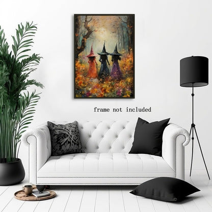 Witch Canvas, Witch Halloween Poster, Wall Decor