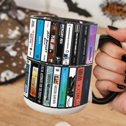 90s Music Albums Cassette Collection Retro Accent Mug