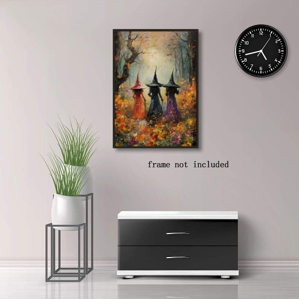 Witch Canvas, Witch Halloween Poster, Wall Decor