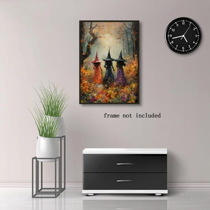 Witch Canvas, Witch Halloween Poster, Wall Decor