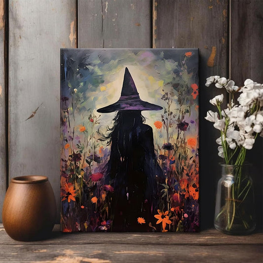 Vintage Witchy Wall Art, Witch Canvas, Witch Halloween Poster, Wall Decor