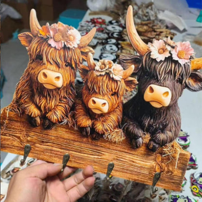 Cute Highland Cow -  Custom Shaped Key Rack