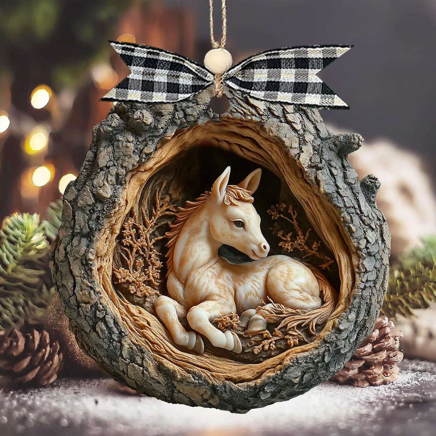 Christmas Horse Wooden Ornament Gift for Horse Lover