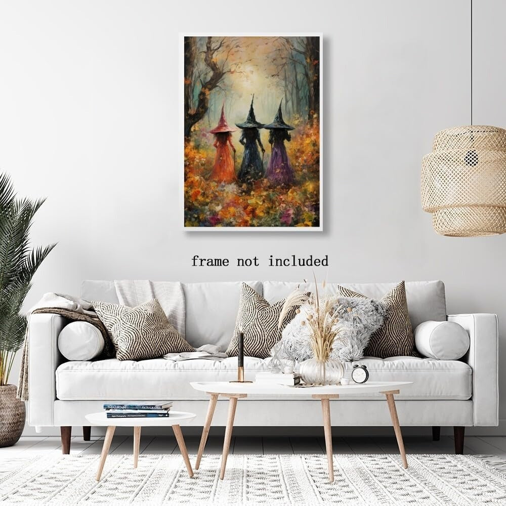 Witch Canvas, Witch Halloween Poster, Wall Decor