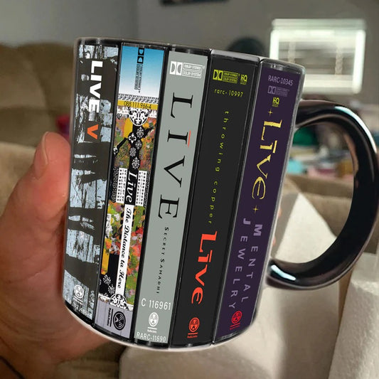 Live Albums Cassette Collection Retro Accent Mug