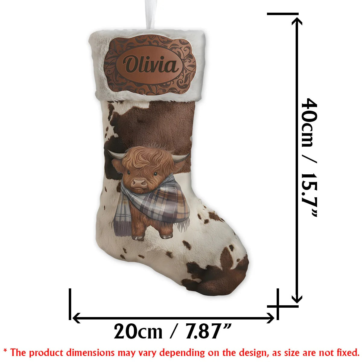 Cute Highland Cow - Personalized Highland Cow Shaped Christmas Stocking