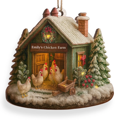 Custom Wood Ornament - Personalized Christmas Birthday Gifts For Women, Men - Chicken Love, Farm Life, Christmas Joy