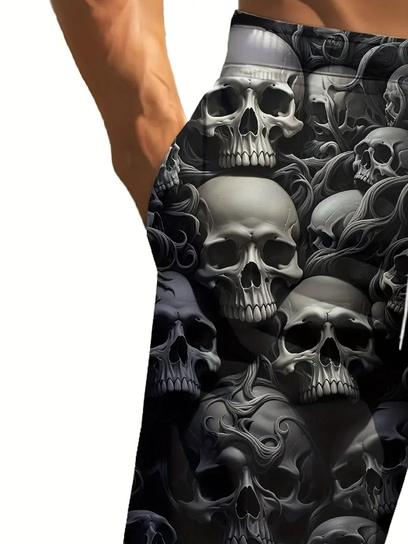 Summer New 3D Skull Print Men's - Beach Short Quick Dry