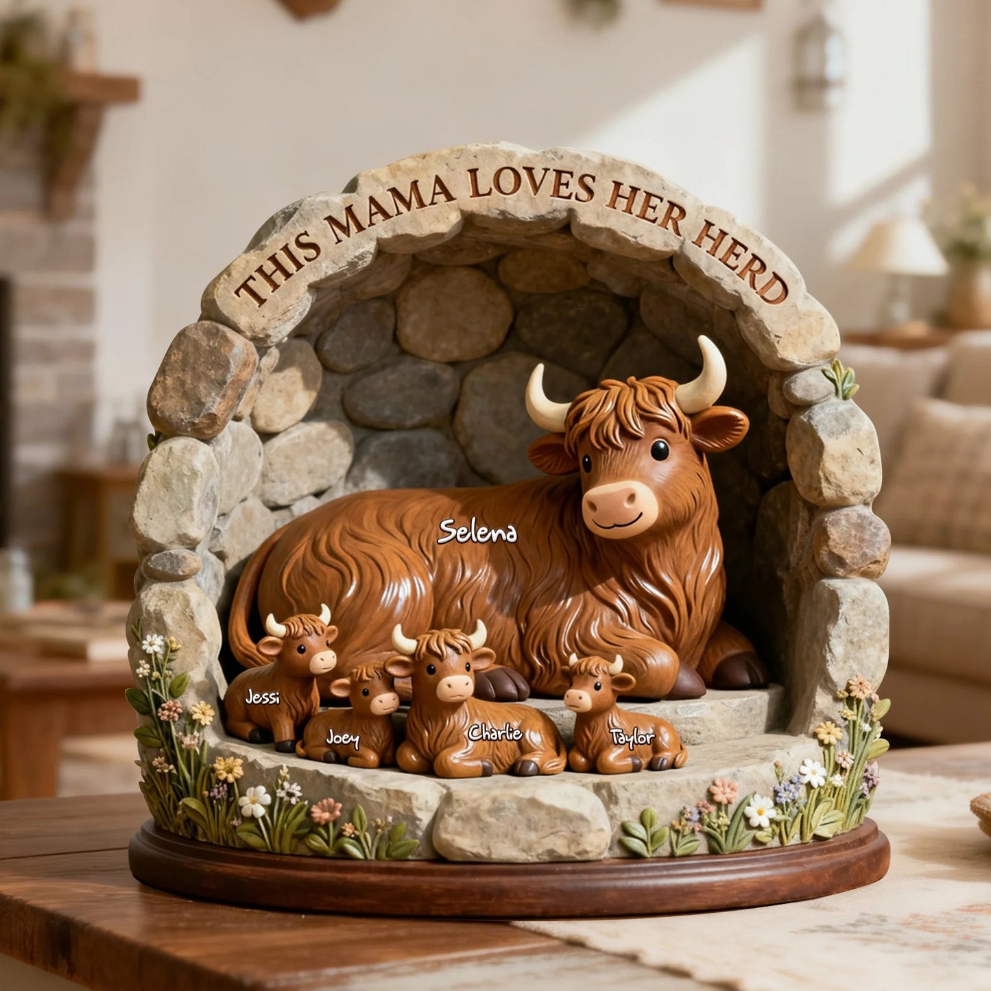 Highland Cow Family - Personalized Gifts For Mom Acrylic Plaque