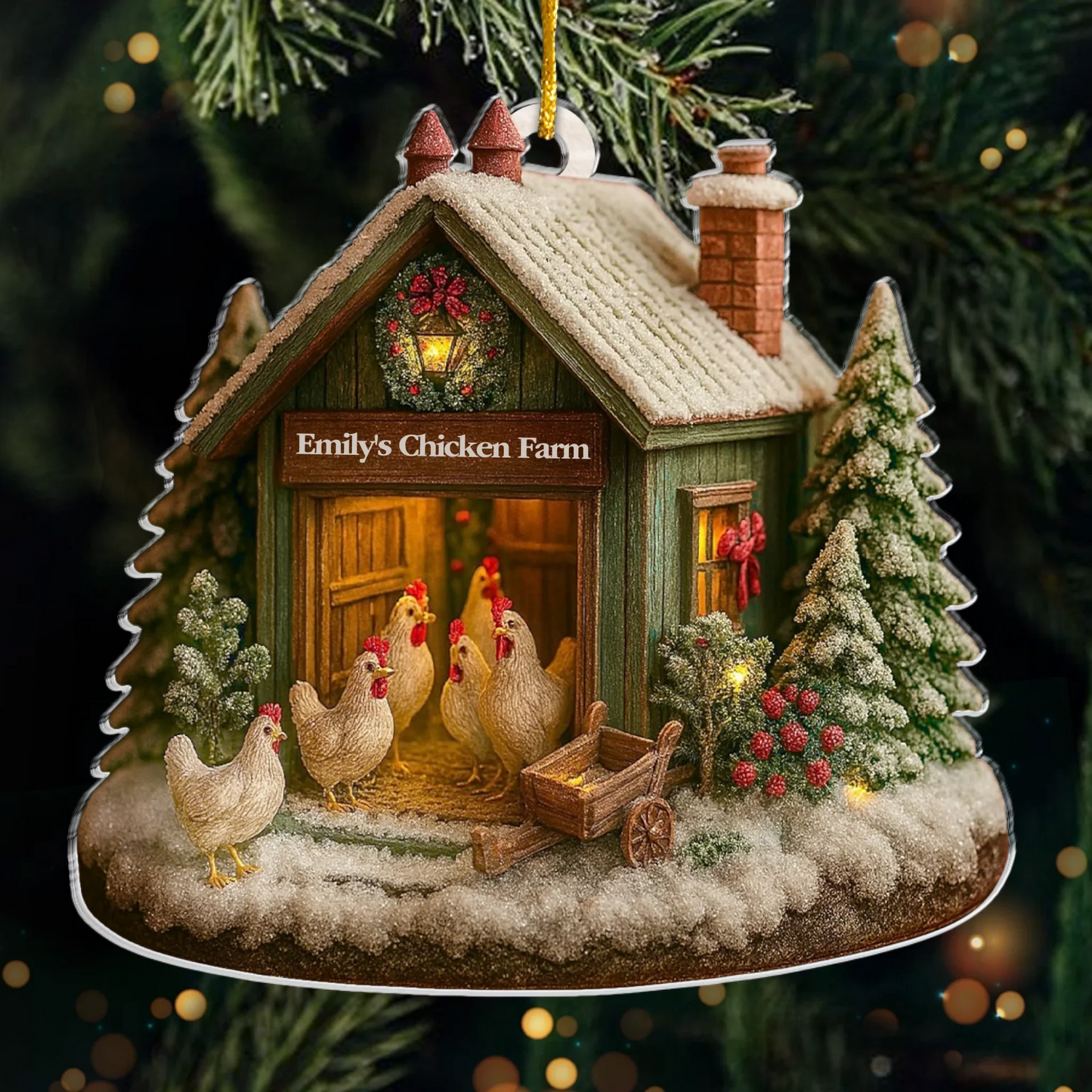 Custom Wood Ornament - Personalized Christmas Birthday Gifts For Women, Men - Chicken Love, Farm Life, Christmas Joy