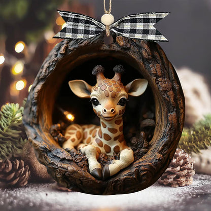 Giraffe Wooden Ornament Christmas Gift for Giraffe Lover Animal Lover
