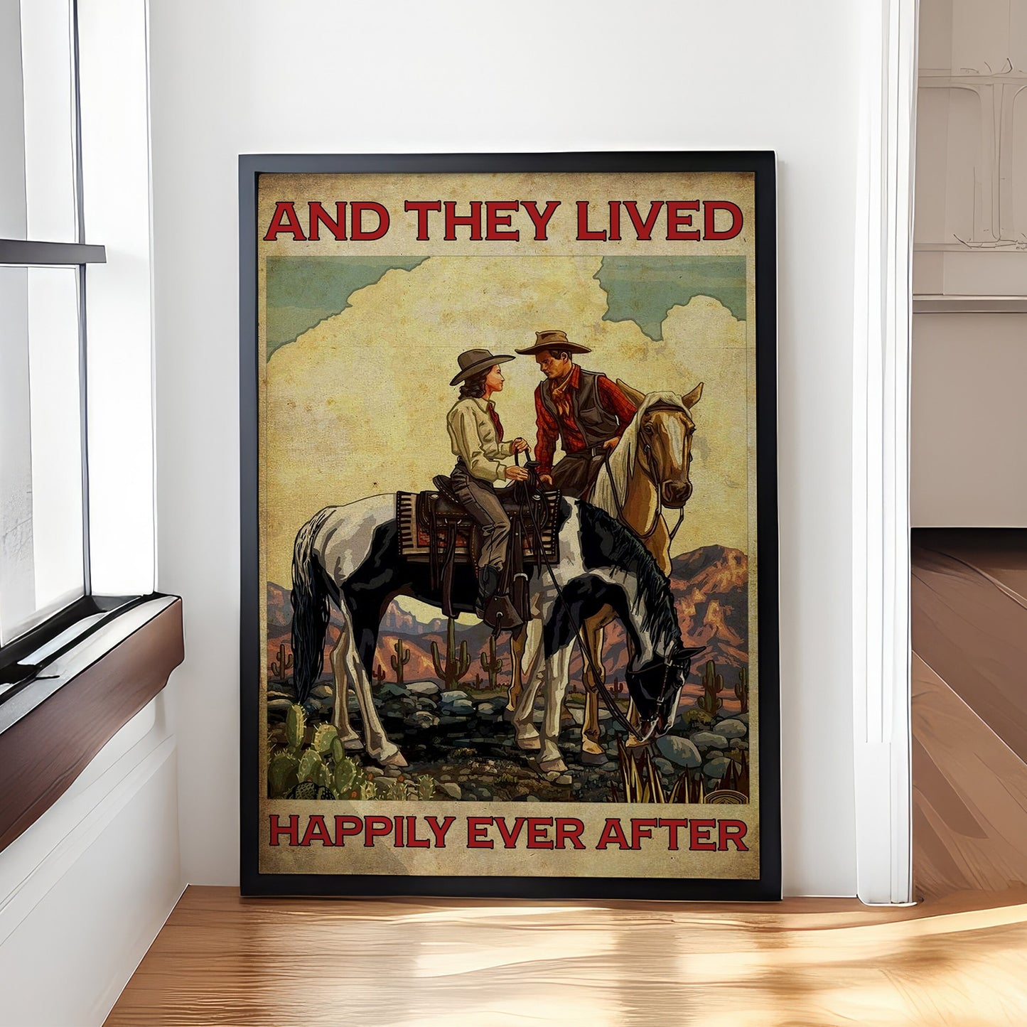 Cowboy and They Lived Happily Ever After - Couple Canvas And Poster