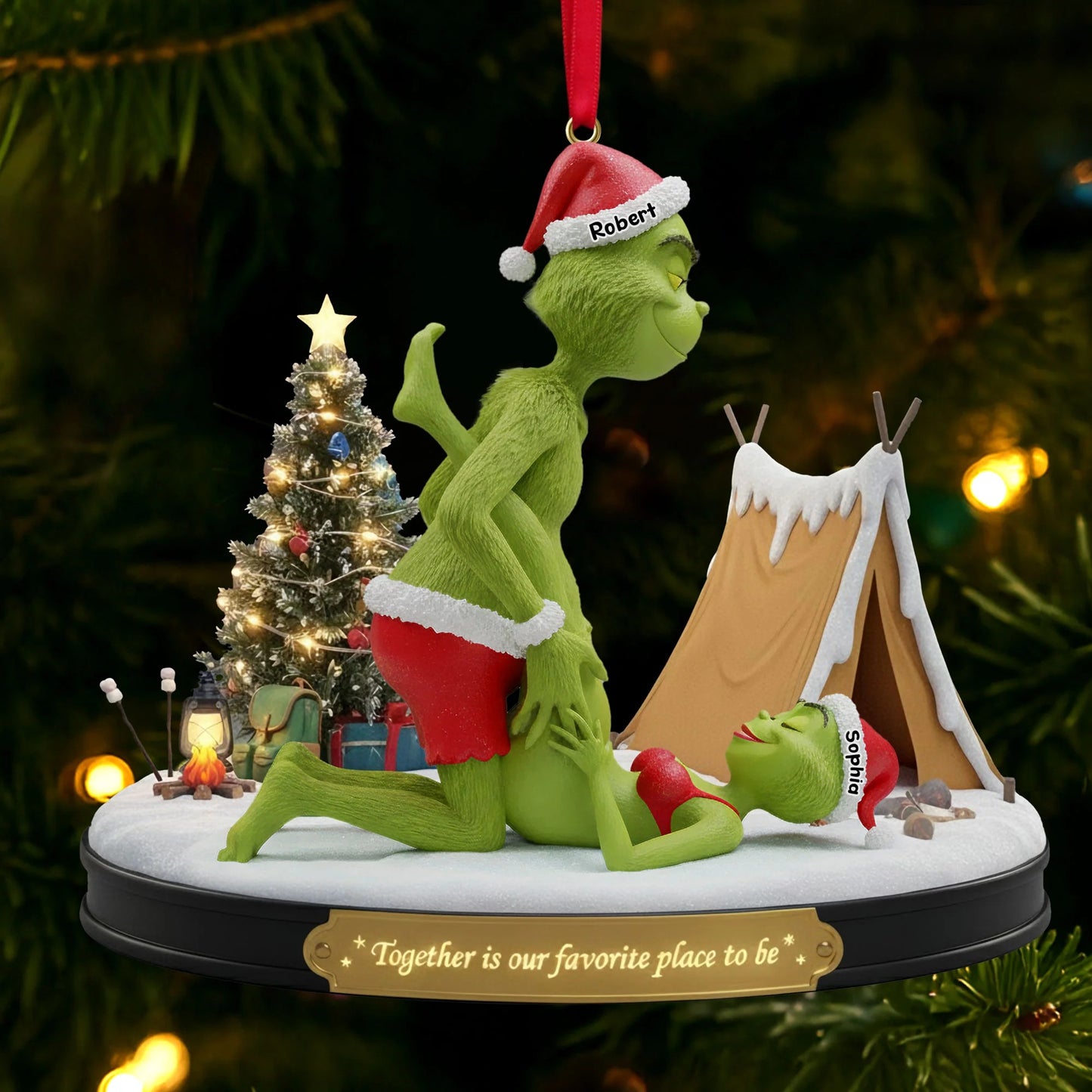 Cheeky Green Couple Ornament - Personalized Couple Ornament