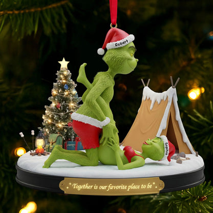 Cheeky Green Couple Ornament - Personalized Couple Ornament